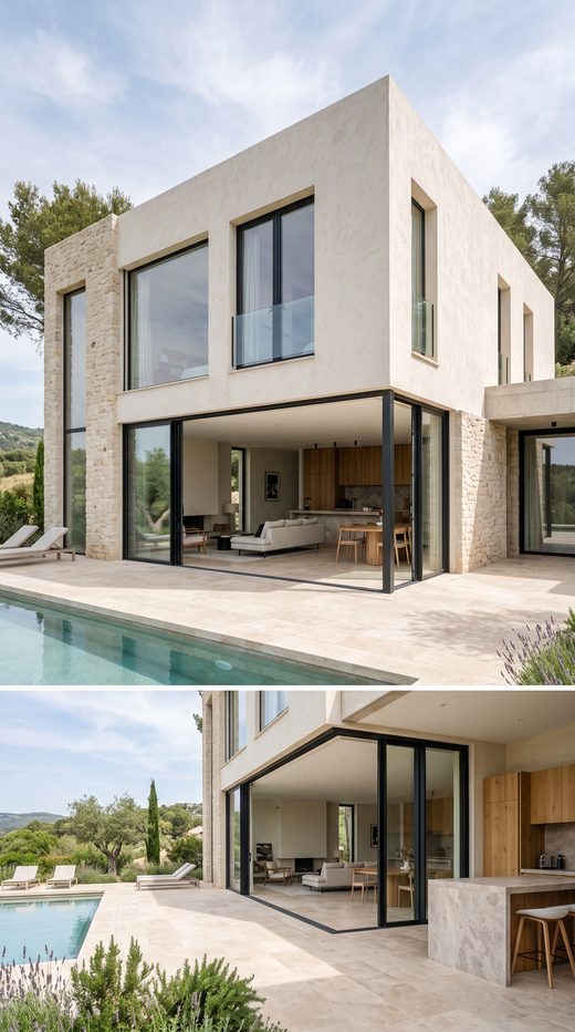 Salon extérieur et terrasse donnant sur la piscine